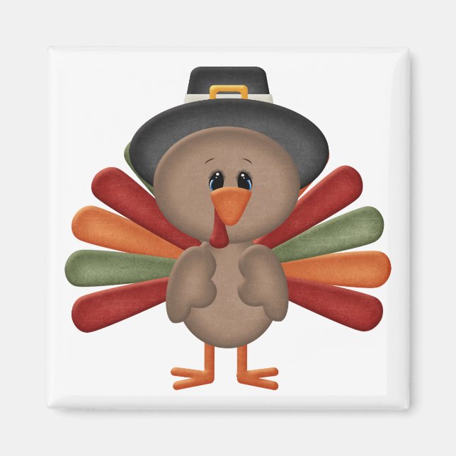 Cute Turkey Thanksgiving (customisable) Magnet (Front)
