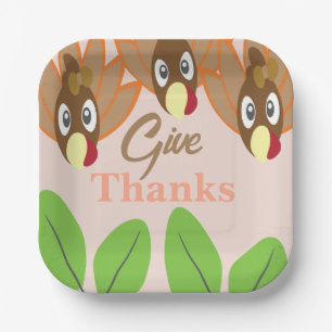 Cute Turkey Thanksgiving Dinner Party Paper Plate