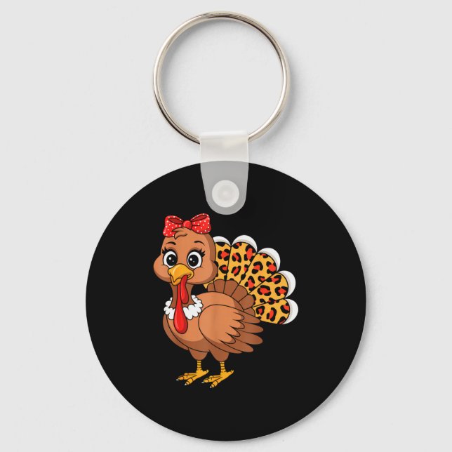 Cute Turkey Thanksgiving Lgrim Turkey Day Women Gi Key Ring (Front)