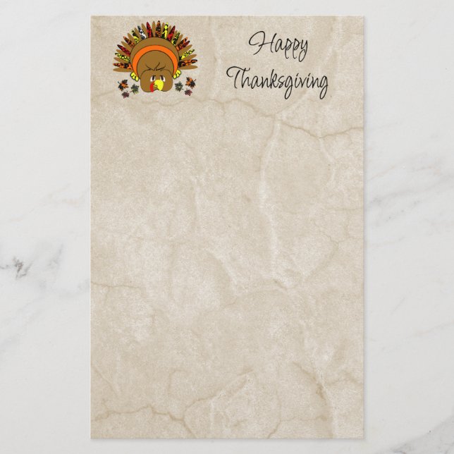 Cute Turkey Thanksgiving Stationery (Front)