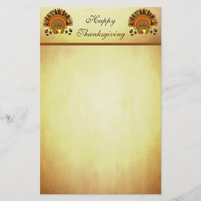 Cute Turkey Thanksgiving Stationery (Front)