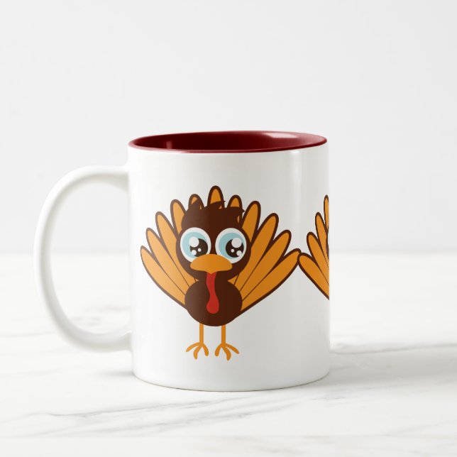 Cute Turkey Two-Tone Coffee Mug (Left)