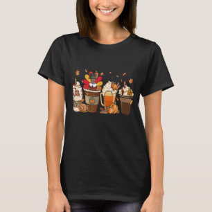 Cute Turkey Vintage Pumpkin Fall Vibes Coffee T-Shirt