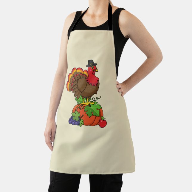 Cute Turkey with Harvest Thanksgiving Apron (Insitu)