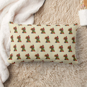 Cute Turkey with Harvest Thanksgiving Lumbar Cushion