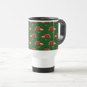 Cute Turkey with Pumpkin Pie Thanksgiving Travel Mug