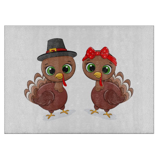 Cute Turkeys Cutting Board (Front)