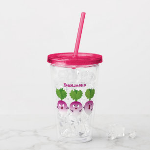 Cute turnip vegetable trio singing cartoon acrylic tumbler