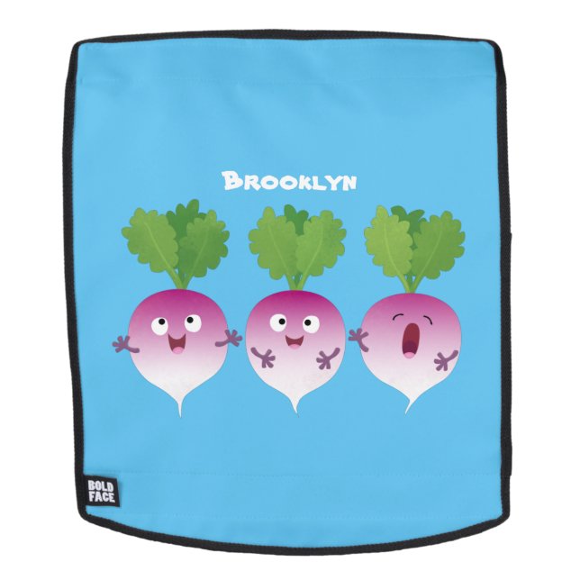 Cute turnip vegetable trio singing cartoon backpack (Removable Face)