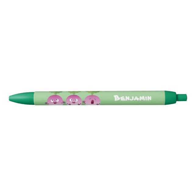 Cute turnip vegetable trio singing cartoon black ink pen (Front)