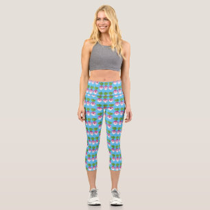 Cute turnip vegetable trio singing cartoon capri leggings