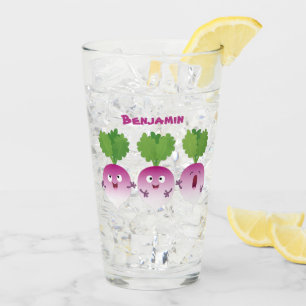 Cute turnip vegetable trio singing cartoon  glass