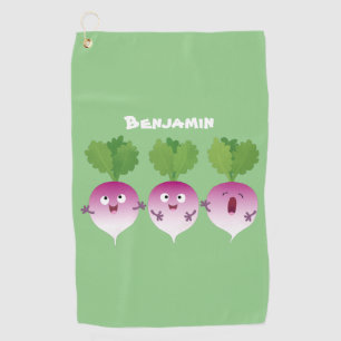 Cute turnip vegetable trio singing cartoon  golf towel