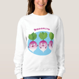 Cute turnip vegetable trio singing cartoon sweatshirt