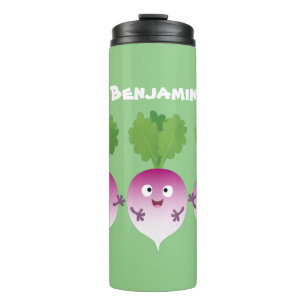 Cute turnip vegetable trio singing cartoon thermal tumbler