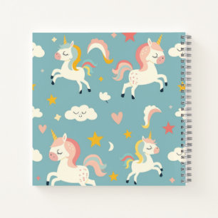 Cute Turqoise Unicorn for Kids Notebook