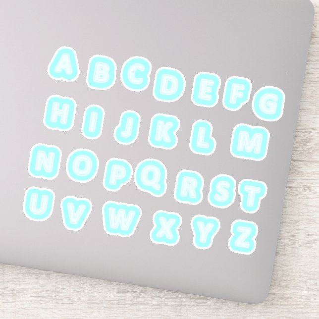 Cute Turquoise Alphabet Stickers (Detail)