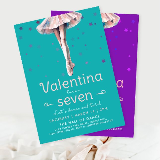 Cute Turquoise Ballerina Dance And Twirl Birthday Invitation (Creator Uploaded)