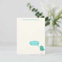 Cute Turquoise Blue Bird Custom Name