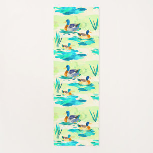 Cute turquoise ducks pattern yoga mat