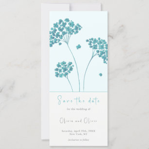 Cute Turquoise Flowers Save the Date Invitation