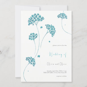 Cute Turquoise Flowers Wedding Invitation