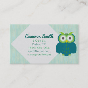 Cute Turquoise Owl Business Cards