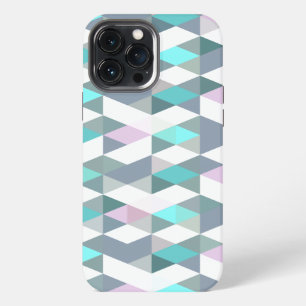 Cute Turquoise Pink Squares Triangles Art Pattern iPhone 13 Pro Max Case