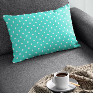 Cute Turquoise Polka Dots Pattern Lumbar Cushion