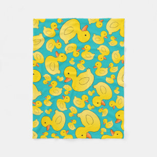Cute turquoise rubber ducks fleece blanket