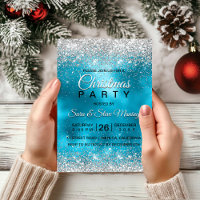 Cute turquoise silver faux glitter Christmas