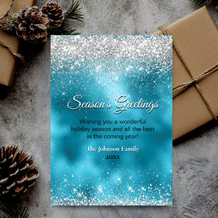 Cute turquoise silver glitter Christmas New Year