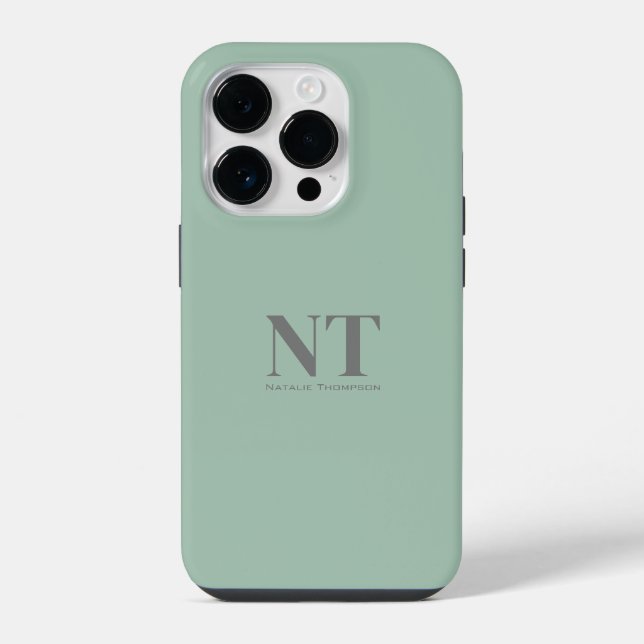 Cute Turquoise simple Monogram initial modern iPhone Case (Back)