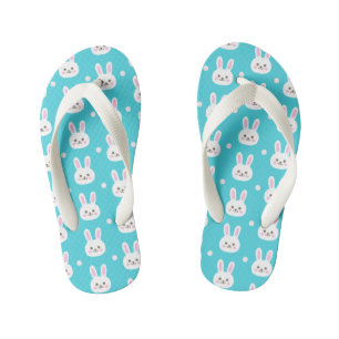 Cute turquoise white easter bunnies simple pattern kid's jandals