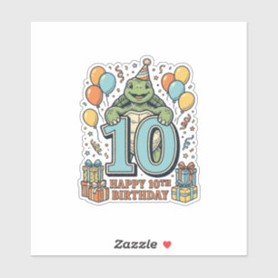 Cute Turtle 10th Birthday Vintage Party Design_1