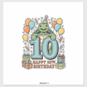 Cute Turtle 10th Birthday Vintage Party Design_1