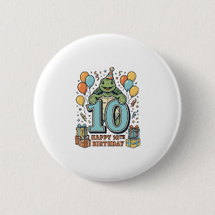 Cute Turtle 10th Birthday Vintage Party Design_1 6 Cm Round Badge