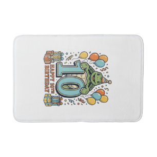 Cute Turtle 10th Birthday Vintage Party Design_1 Bath Mat