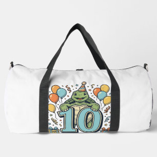 Cute Turtle 10th Birthday Vintage Party Design_1 Duffle Bag