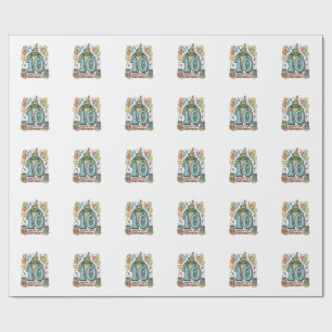 Cute Turtle 10th Birthday Vintage Party Design_1 Wrapping Paper