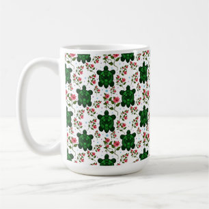 Cute Turtle and Floral Seamless Pattern Coffee Mug