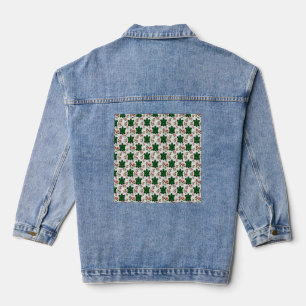 Cute Turtle and Floral Seamless Pattern Denim Jacket