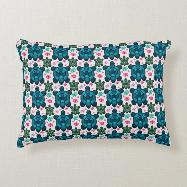 Cute Turtle and Floral Seamless Pattern  Notebook Decorative Cushion (Front)