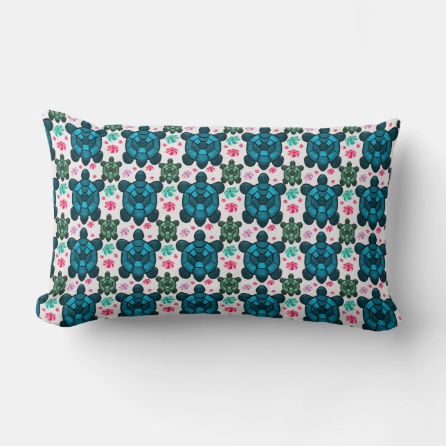 Cute Turtle and Floral Seamless Pattern  Notebook Lumbar Cushion (Front)