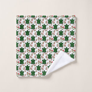 Cute Turtle and Floral Seamless Pattern  Wash Cloth