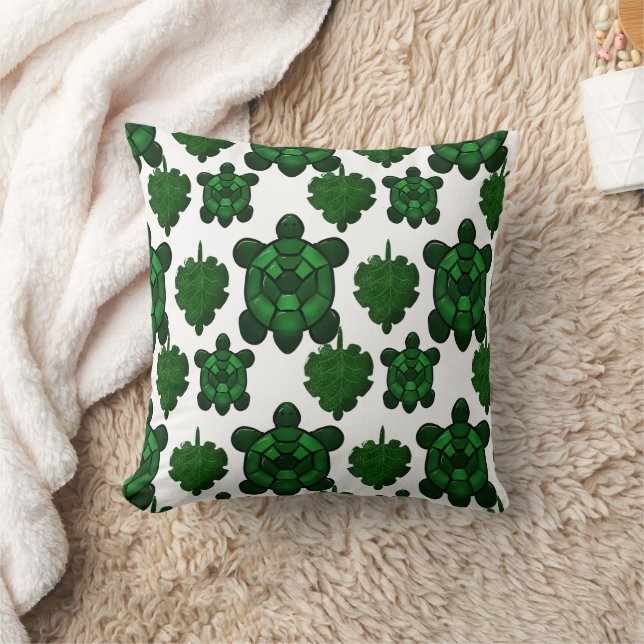 Cute turtle and leaves pattern  cushion (Blanket)