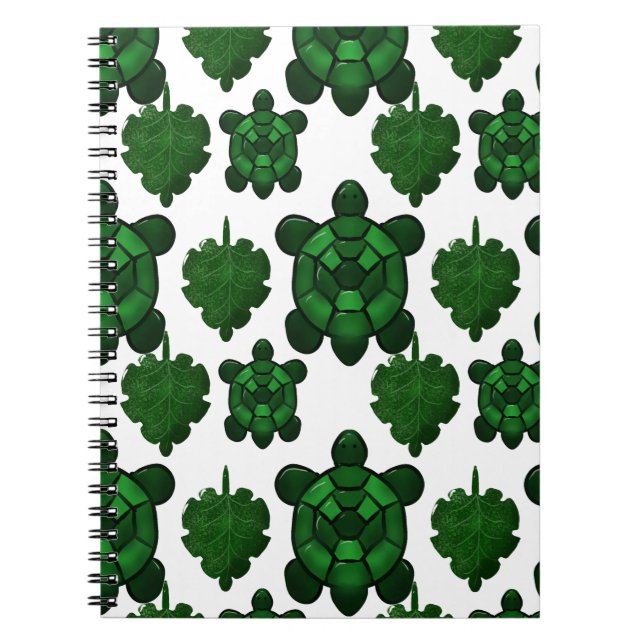 Cute turtle and leaves pattern  notebook (Front)