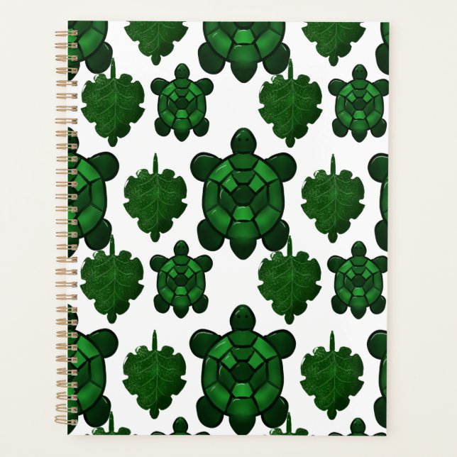 Cute turtle and leaves pattern  planner (Front)