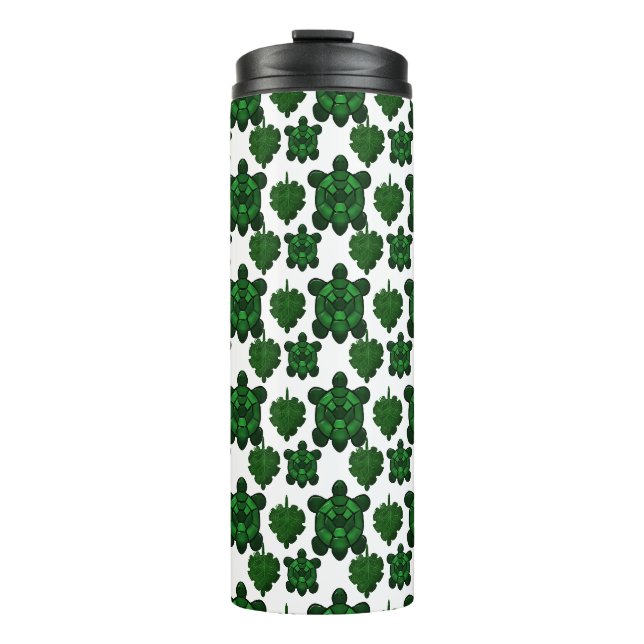 Cute turtle and leaves pattern  thermal tumbler (Front)