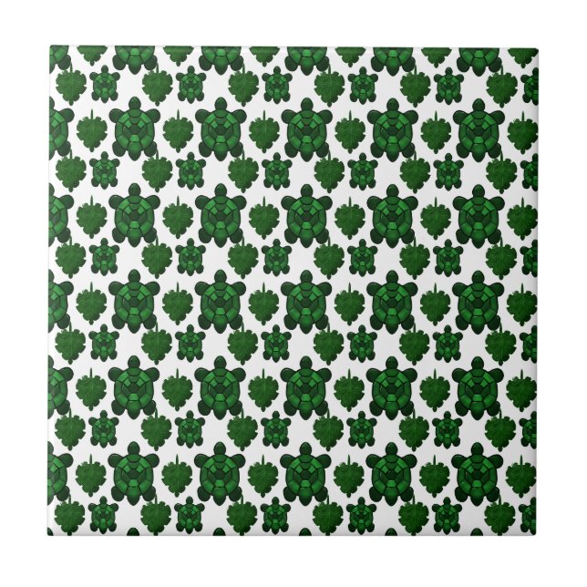 Cute turtle and leaves pattern  tile (Front)